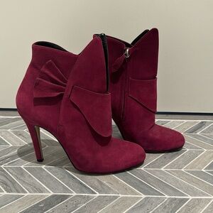Sarah Flint Marlene Bordeaux Suede Heel Ankle Boot